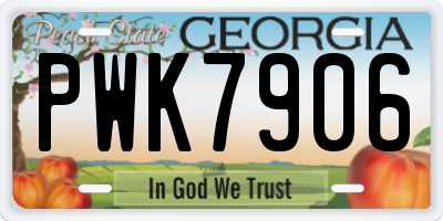 GA license plate PWK7906