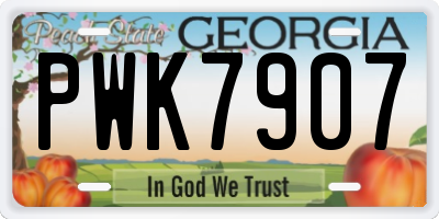 GA license plate PWK7907