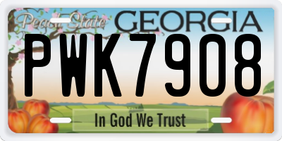 GA license plate PWK7908