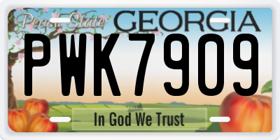 GA license plate PWK7909