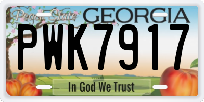 GA license plate PWK7917