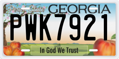 GA license plate PWK7921