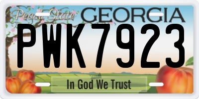 GA license plate PWK7923
