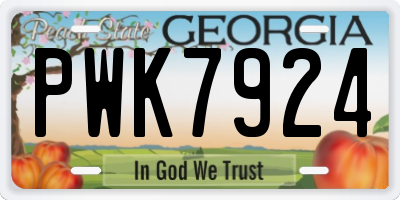 GA license plate PWK7924