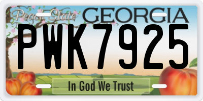 GA license plate PWK7925
