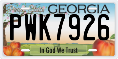 GA license plate PWK7926