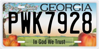 GA license plate PWK7928
