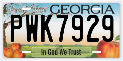 GA license plate PWK7929