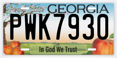 GA license plate PWK7930