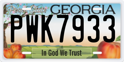 GA license plate PWK7933
