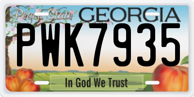 GA license plate PWK7935