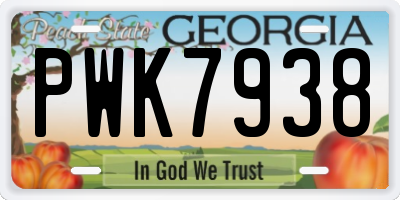 GA license plate PWK7938