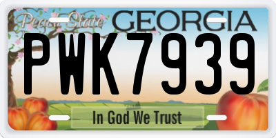 GA license plate PWK7939