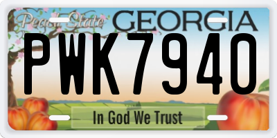GA license plate PWK7940