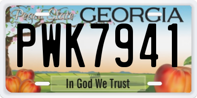 GA license plate PWK7941