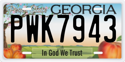 GA license plate PWK7943