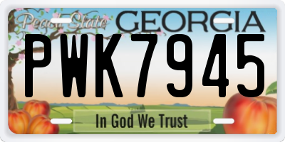 GA license plate PWK7945