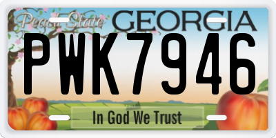 GA license plate PWK7946