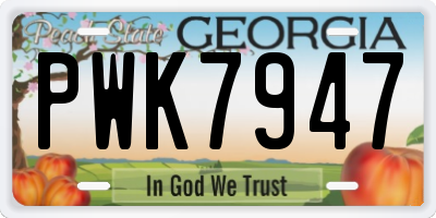 GA license plate PWK7947