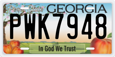 GA license plate PWK7948