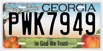 GA license plate PWK7949