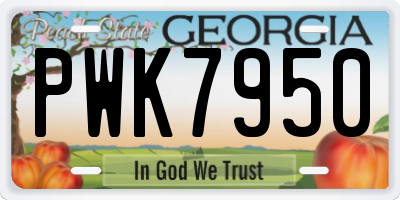 GA license plate PWK7950