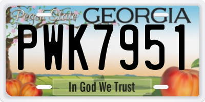 GA license plate PWK7951
