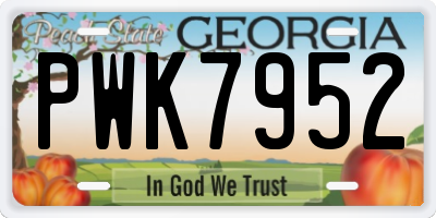 GA license plate PWK7952
