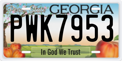 GA license plate PWK7953