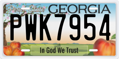 GA license plate PWK7954