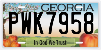 GA license plate PWK7958