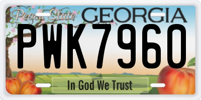 GA license plate PWK7960