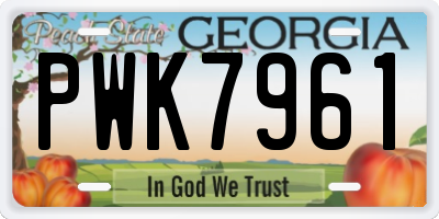 GA license plate PWK7961