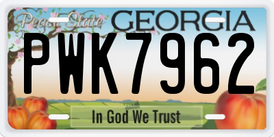 GA license plate PWK7962