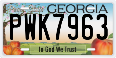 GA license plate PWK7963