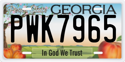 GA license plate PWK7965