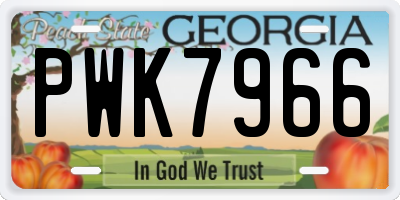 GA license plate PWK7966