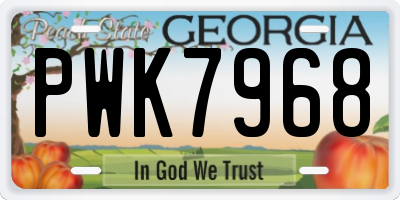 GA license plate PWK7968