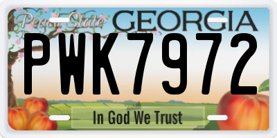 GA license plate PWK7972