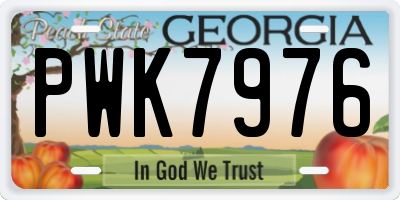 GA license plate PWK7976