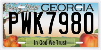 GA license plate PWK7980