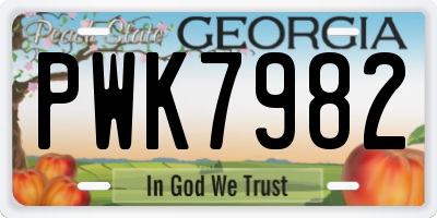 GA license plate PWK7982
