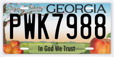GA license plate PWK7988