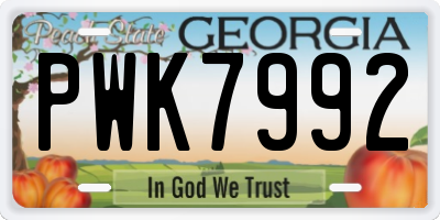GA license plate PWK7992