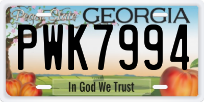 GA license plate PWK7994