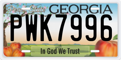 GA license plate PWK7996