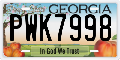 GA license plate PWK7998