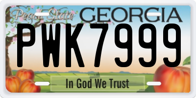 GA license plate PWK7999