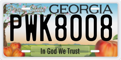 GA license plate PWK8008