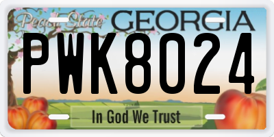 GA license plate PWK8024